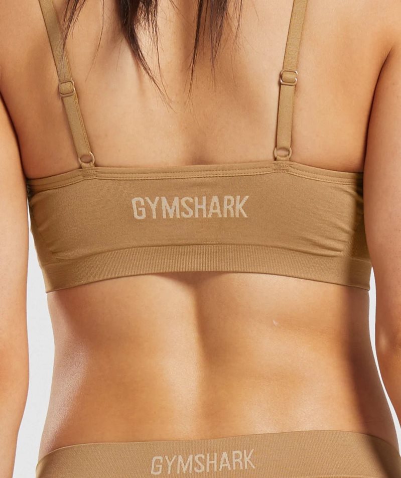 Bielizny Gymshark Seamless Low Neck Bralette Damskie Głęboka Brązowe | PL 073RNH